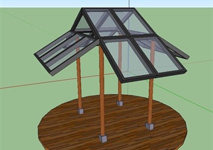 园林景观节点玻璃凉亭设计SU(草图大师)模型