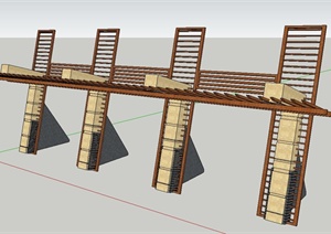 园林景观节点单脚廊架设计SU(草图大师)模型