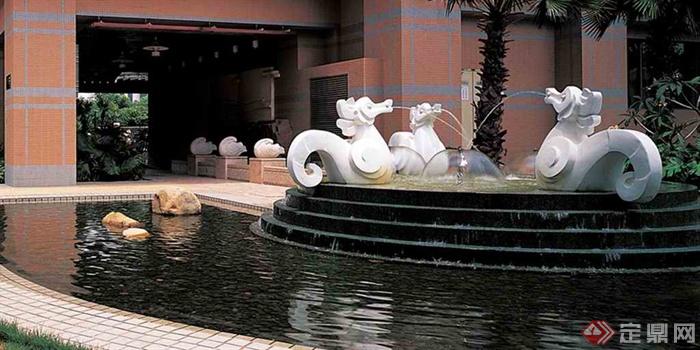 吐水雕塑,台阶水景,水池景观,景石