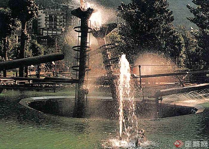喷泉水池景观,小品水景池
