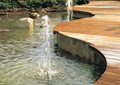 喷泉水景,木平台,木板铺装,水池