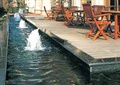 喷泉水池景观,地面铺装,桌椅