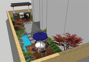 私家庭院花园设计SU(草图大师)模型