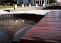 木平桥,木板铺装,水池景观