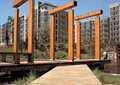 木园桥,木廊架,水体景观,住宅景观
