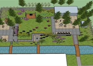 某农家院庭院景观设计SU(草图大师)模型