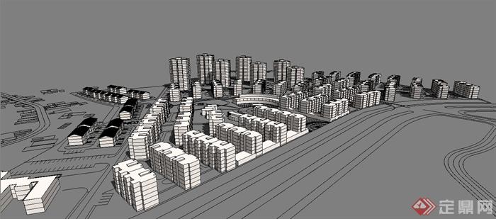 某小区高层住宅建筑规划设计SU模型(1)