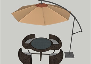 户外座椅及遮阳伞SU(草图大师)模型