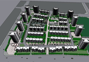 某现代住宅小区建筑设计规划设计SU(草图大师)模型