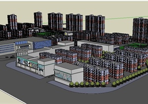 某居住小区及商业街整体规划设计SU(草图大师)模型