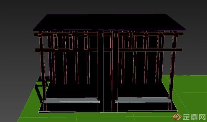 园林景观节点廊道长廊廊架设计3DMAX模型(1)