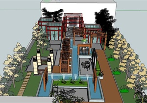 现代某住宅屋顶花园景观规划设计SU(草图大师)模型