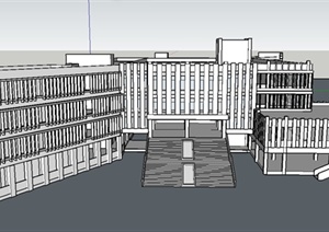 某现代四层小学教学楼建筑设计SU(草图大师)模型