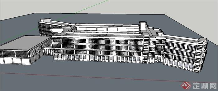 某现代四层小学教学楼建筑设计SU模型(3)