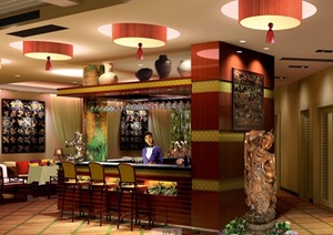 泰式咖啡厅室内设计施工图及效果图
