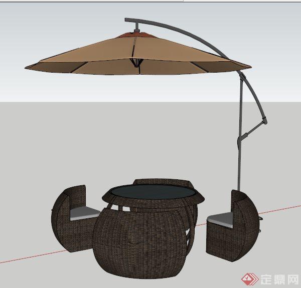 户外座椅及遮阳伞su模型(2)