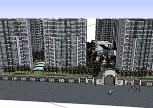 现代某高层住宅小区景观与建筑规划设计SU(草图大师)模型