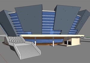 某多边形篮球馆建筑设计SU(草图大师)模型