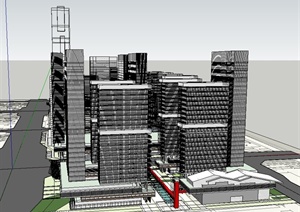 现代某城市综合办公、住宅、商业建筑规划设计SU(草图大师)模型