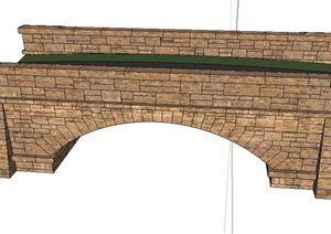 园林景观节点仿古石拱桥设计SU(草图大师)模型