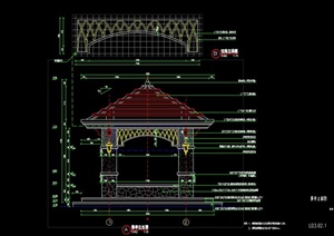 园林景观节点欧式四角凉亭设计CAD施工做法