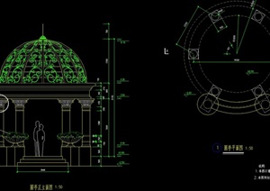 现代圆亭设计cad施工图
