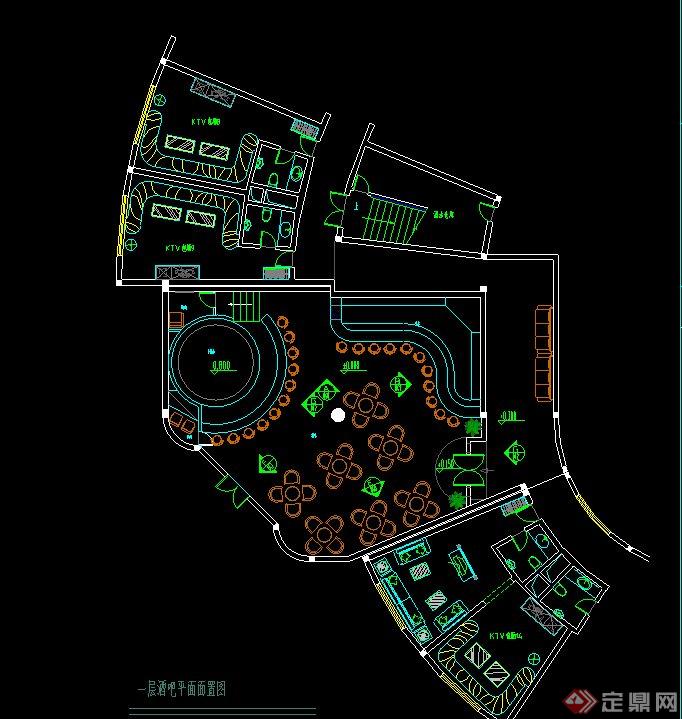 现代某娱乐空间夜总会室内装修设计CAD施工图(1)