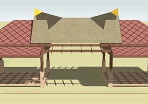 园林景观节点廊架与亭子设计SU(草图大师)模型