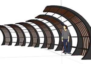 某现代拱形廊架设计SU(草图大师)模型
