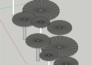 园林景观节点铁艺伞形小品设计SU(草图大师)模型