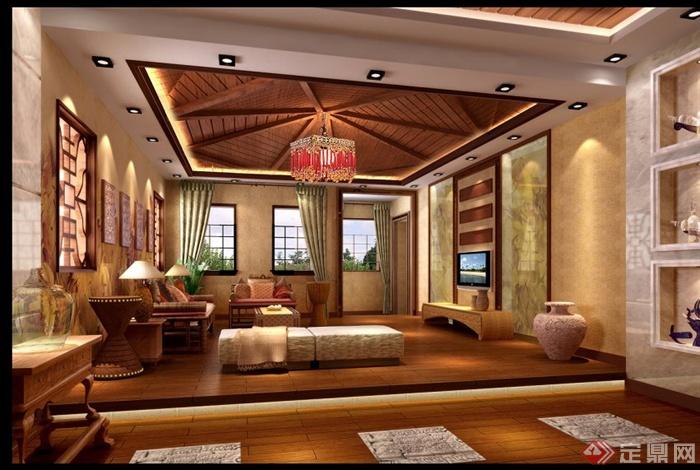 东南亚风情别墅室内设计施工图（带效果图）(2)