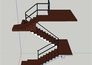 两层折叠楼梯设计SU(草图大师)模型