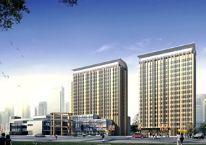 现代某高层酒店建筑设计CAD施工图与JPG效果图
