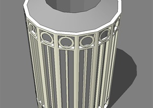 某现代圆柱形铁艺围网垃圾桶设计SU(草图大师)模型