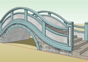 某现代拱桥建筑设计SU(草图大师)模型