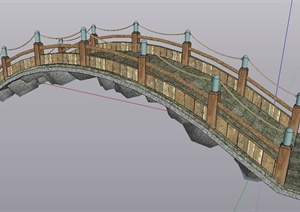 某现代中式拱桥设计SU(草图大师)模型