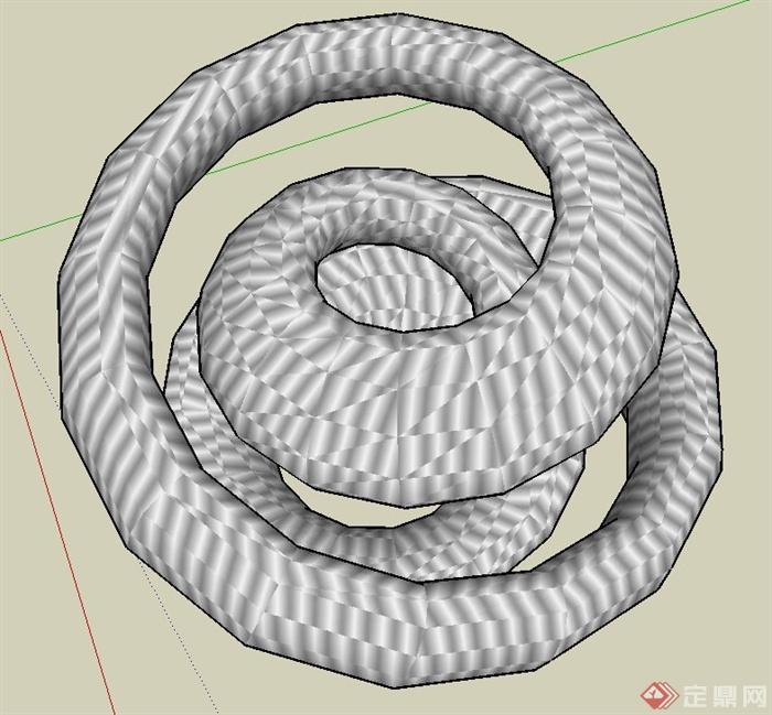 抽象蛇形景观小品设计su模型(2)