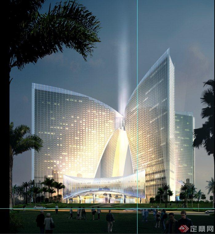 现代某公建酒店高层建筑设计PSD效果图+3DMAX模型+JPG效果图(1)