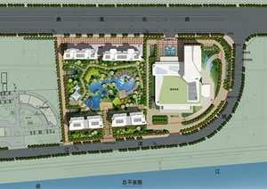 现代某滨江小区景观规划设计PSD方案图
