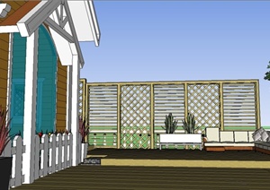 某欧式小木屋庭院花园设计SU(草图大师)模型