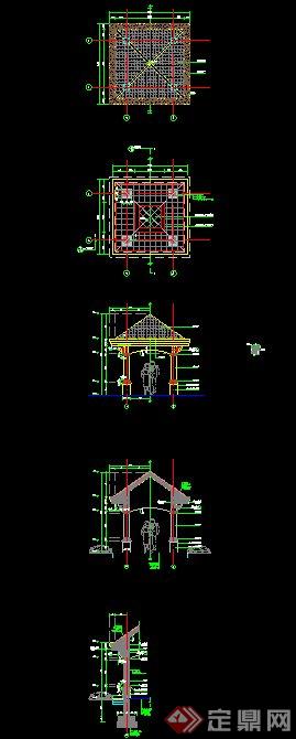 园路景观节点亭子设计CAD图（施工图 实景照片）(2)