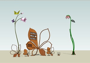 植物灯、花灯、标志SU(草图大师)模型
