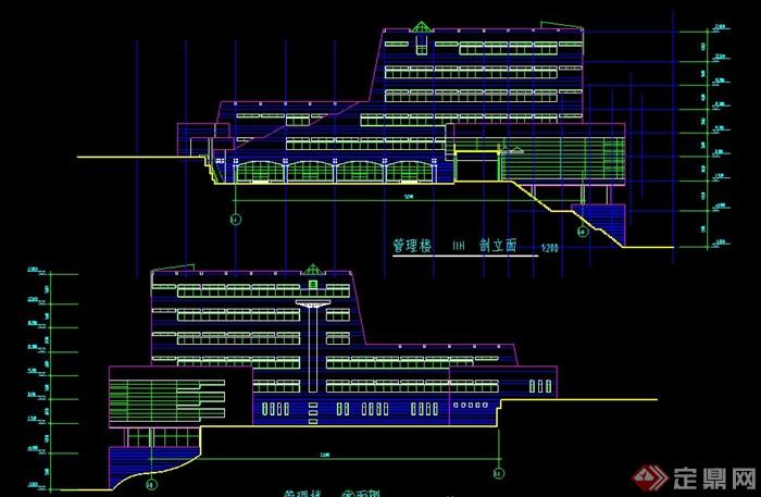 某 汽车中心建筑设计CAD立面图(1)