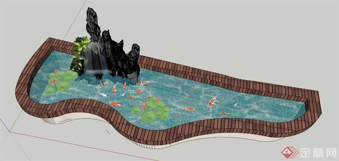 某园林景观假山水池设计su模型(1)