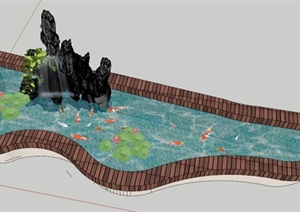 某园林景观假山水池设计SU(草图大师)模型
