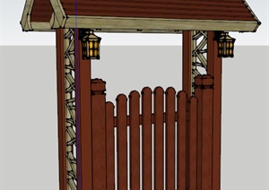 中式风格庭院木门设计SU(草图大师)模型