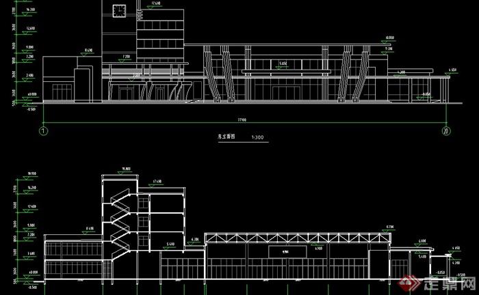 现代某多层汽车站建筑设计CAD方案图(总图)(1)