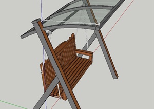 园林景观节点木质玻璃摇椅设计SU(草图大师)模型
