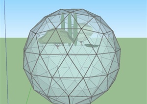 园林景观节点圆形玻璃球设计SU(草图大师)模型