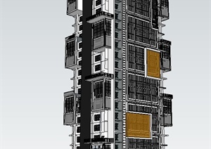 某现代居民多层住宅建筑设计SU(草图大师)模型